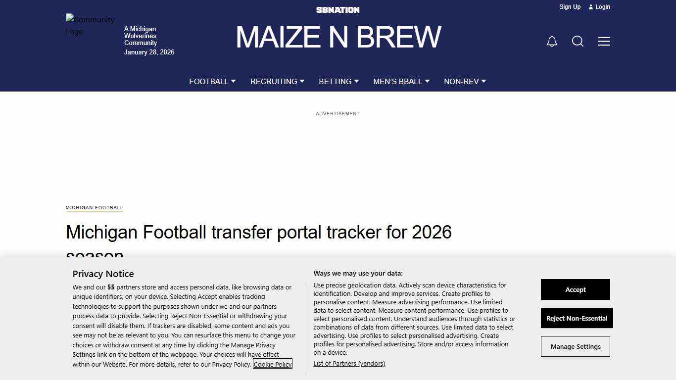 Michigan Football transfer portal tracker for 2026 season Maize n Brew