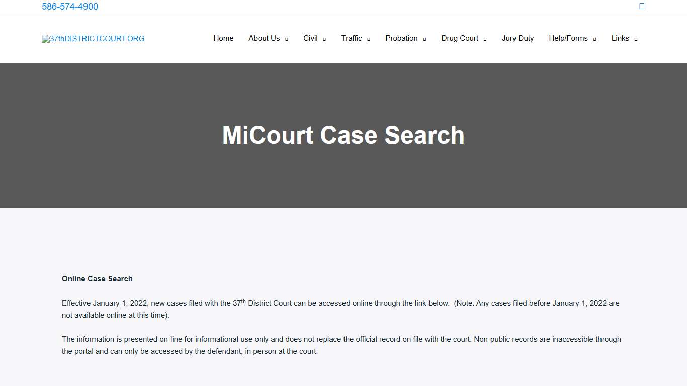 MiCourt Case Search – 37thdistrictcourt.org